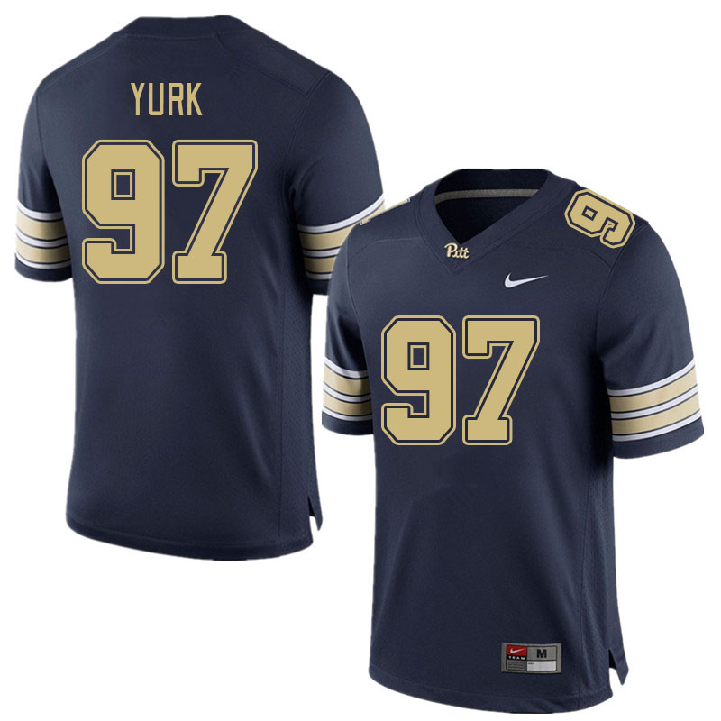 Men #97 Jeff Yurk Pitt Panthers College Football Jerseys Stitched Sale-Navy